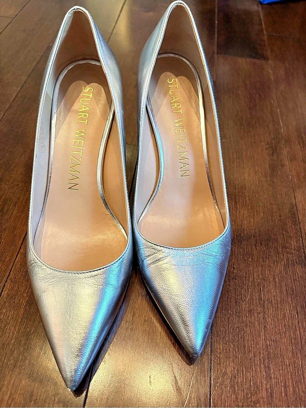 Stuart Weitzman Pointed Toe Heels in Silver US 8.5